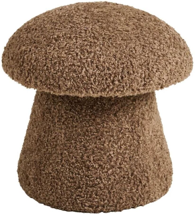 Altobuy Pouf en tissu bouclette marron forme champignon Marron 45x45x45cm