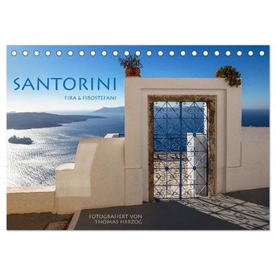 Santorini Fira & Firostefani (Tischkalender 2026 DIN A5 quer), CALVENDO Monatskalender