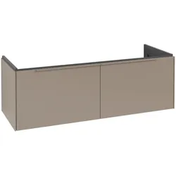 Villeroy & Boch Subway 3.0 Waschbeckenunterschrank, LED-Beleuchtung, 2 Auszüge, Waschbecken mittig, 1272x429x478mm, C601L2VM, Farbe: Front/Korpus: Taupe, Griff: Taupe