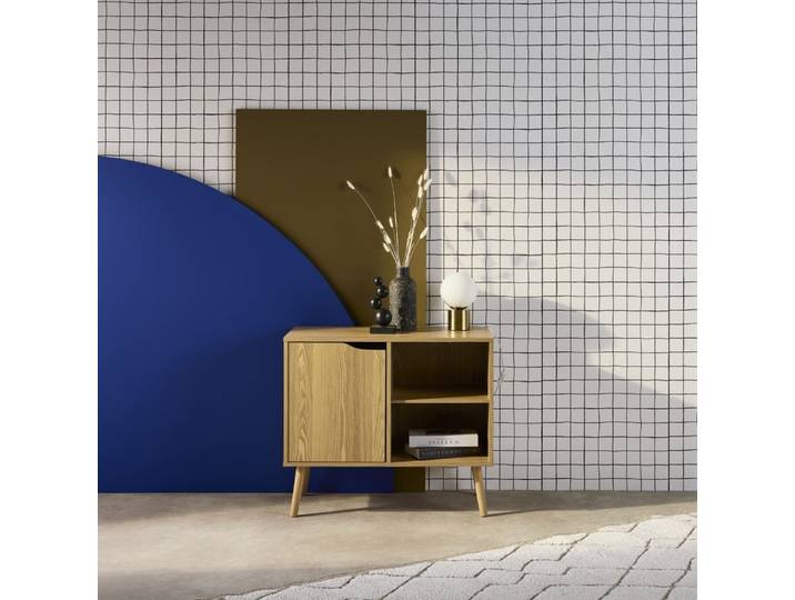 Buffet de rangement effet frêne, 2 étagères