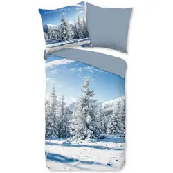 Traumschlaf, Bettwäsche, Winterlandschaft (Bettwäsche Set, 135x200 cm, 80x80 cm)