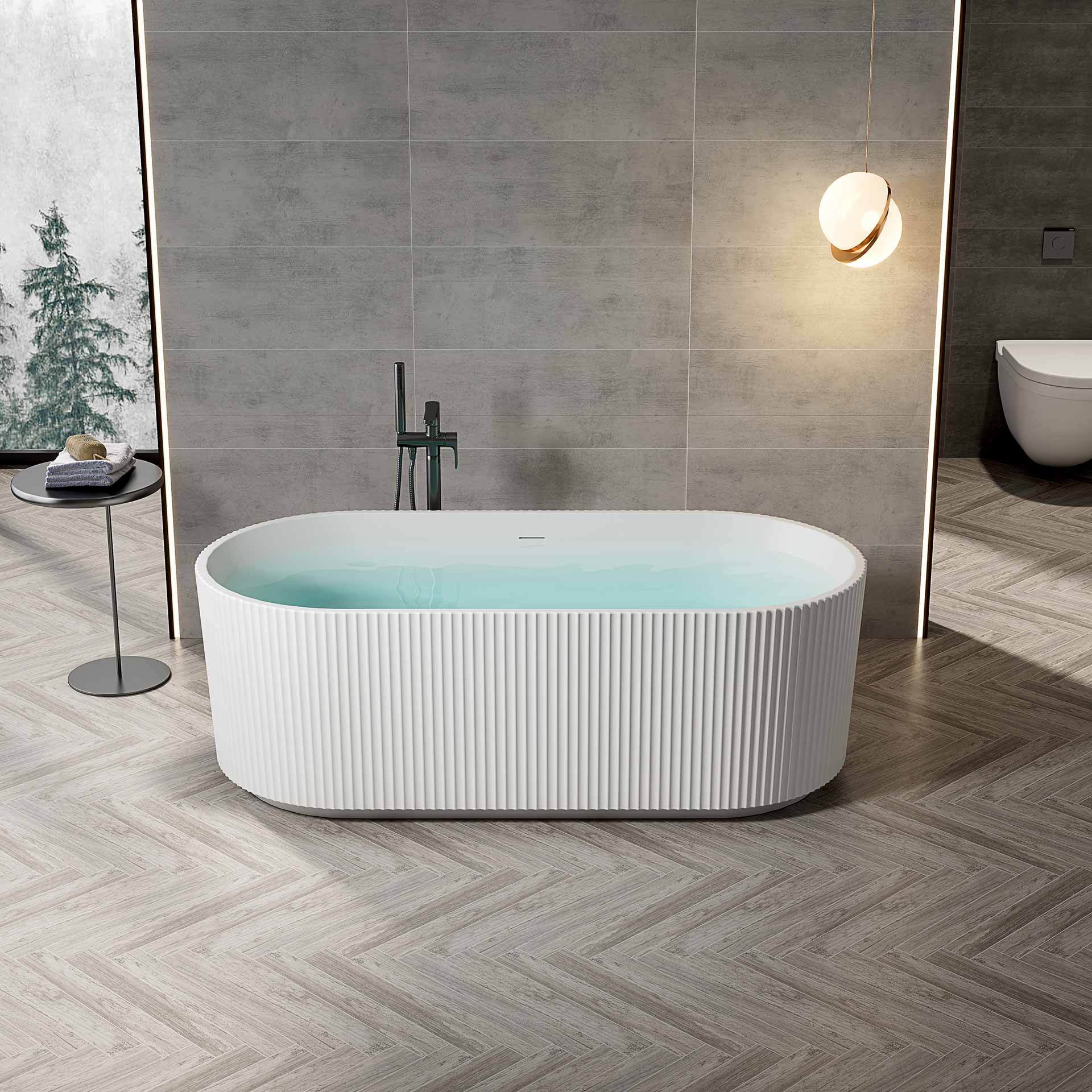 Belvit Badewanne halbfreistehend & freistehend aus Acryl - Eckbadewanne oder oval, Links, Mittig & Rechts, 180x80 - 170x78 cm, mit Ablaufgarnitur