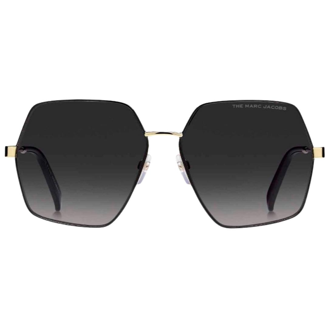 Marc Jacobs donkergrijze SF-lens gouden en zwarte detailzonnebril
