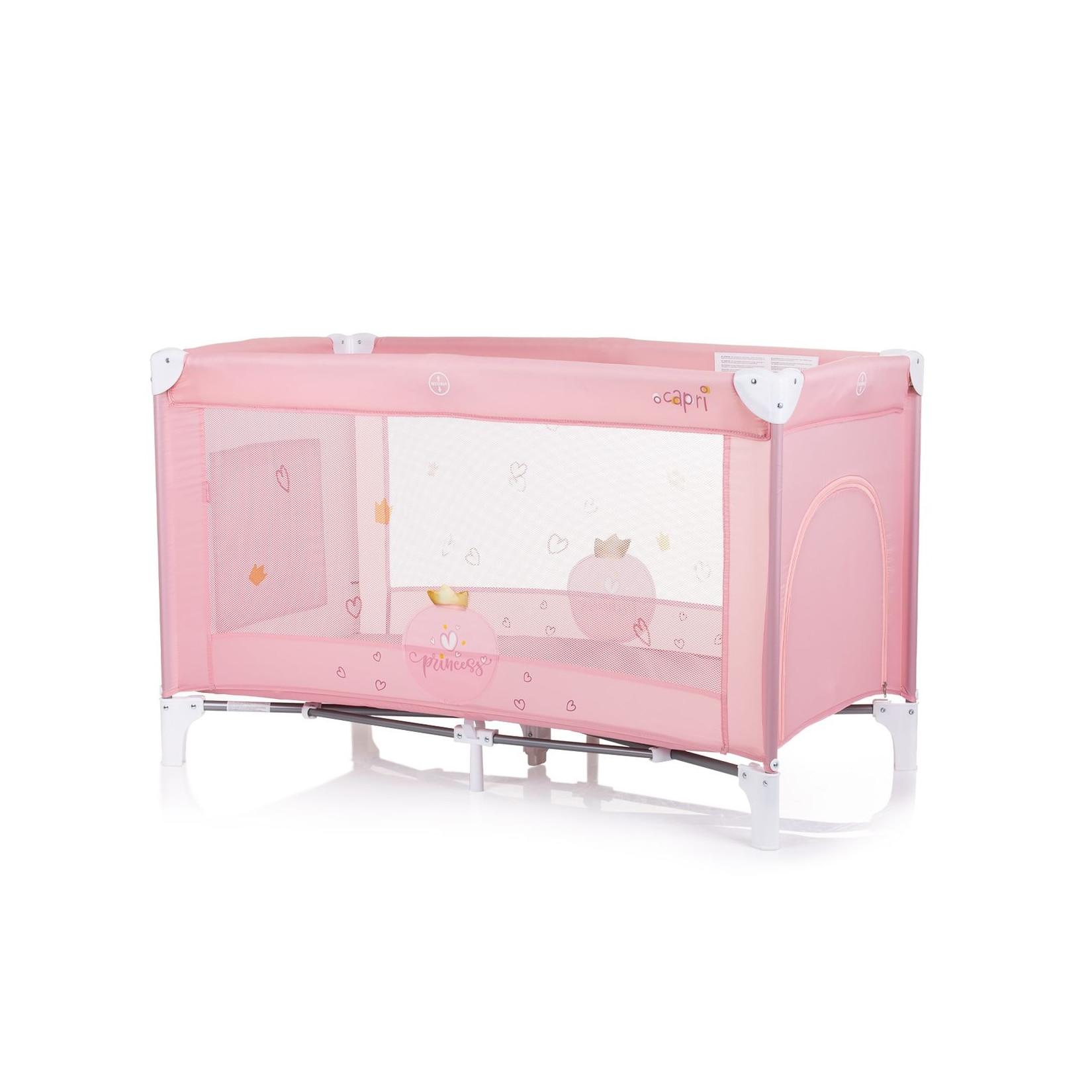 Chipolino Reisebett Capri, seitlicher Eingang, Tragetasche, große Seitentasche pink