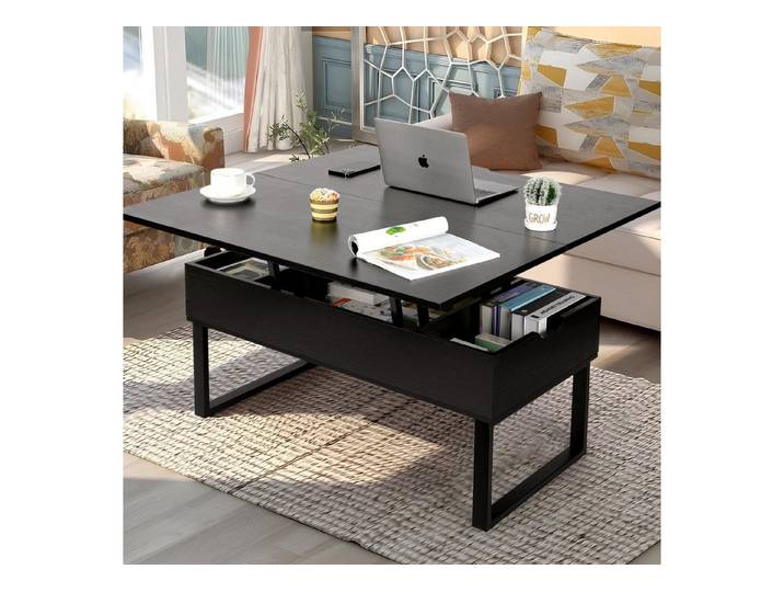 VOWNER Couchtisch Höhenverstellbarer, 3-in-1 Mehrzweck-Wohnzimmertisch, Schwarz