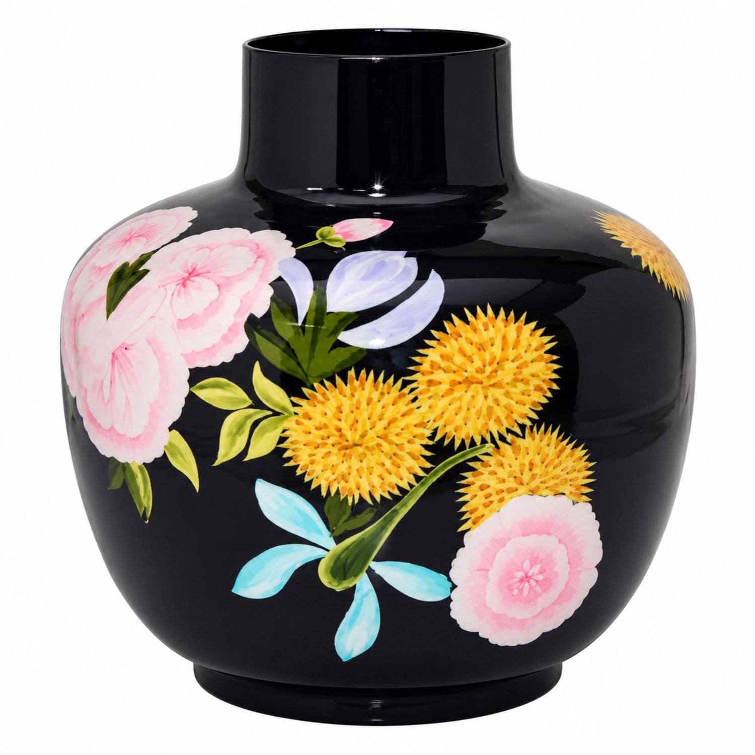 Colmore by Diga Handbeschilderde Enamel Vaas voor Bloemen - Donkerpaars - B/D/H: 42 x 42 x 42 cm