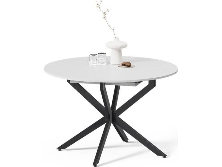 Livinity Esstisch Firenze, 120 x 120 cm ausziehbar, Weiß/Schwarz/Schwarz