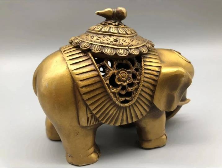 Sculpture chinoise en laiton d'animaux, éléphant, brûleur d'encens, artisanat, décoration de la maison, encensoir
