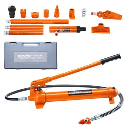 VEVOR Hydraulikzylinder Bausatz, tragbarer hydraulischer Wagenheber 12 t, mit 1,4 m Ölschlauch, Autokarosserierahmen-Reparaturset mit Aufbewahrungskoffer für Autoreparatur, Lkw, Bauernhof, Orange