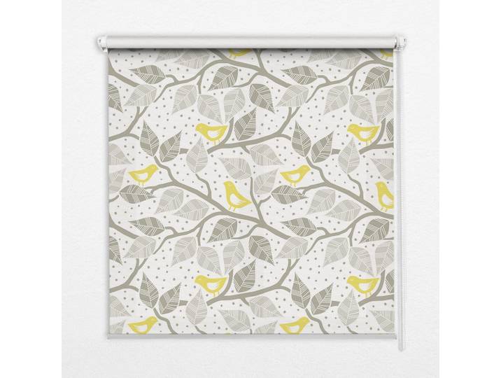 INNENROLLO - Fensterrollo - Rollo - 60x40 cm - Gelbe Vögel auf grauen Ästen