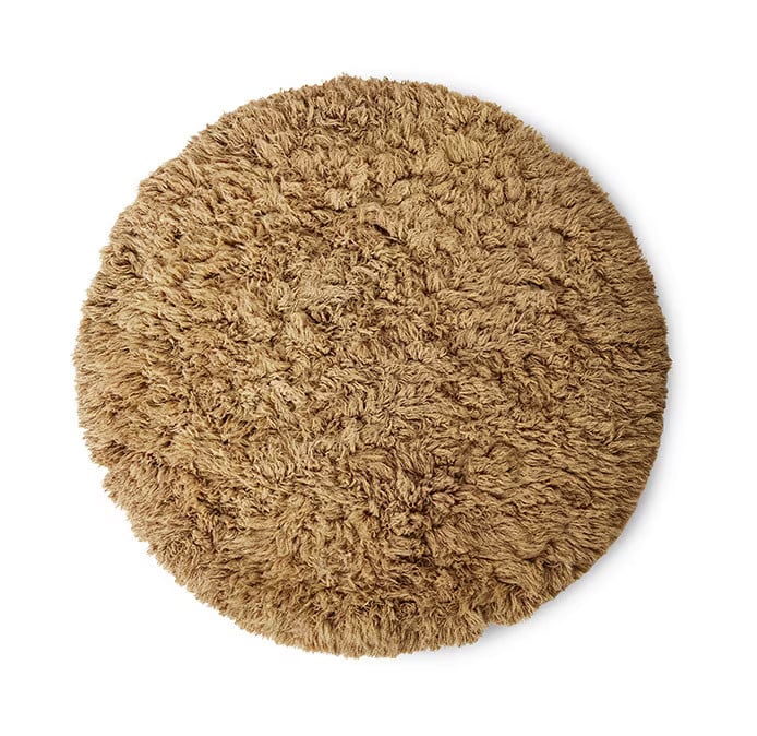 HKliving Rond Vloerkleed Fluffy Wol - Caramel - Ø200 cm