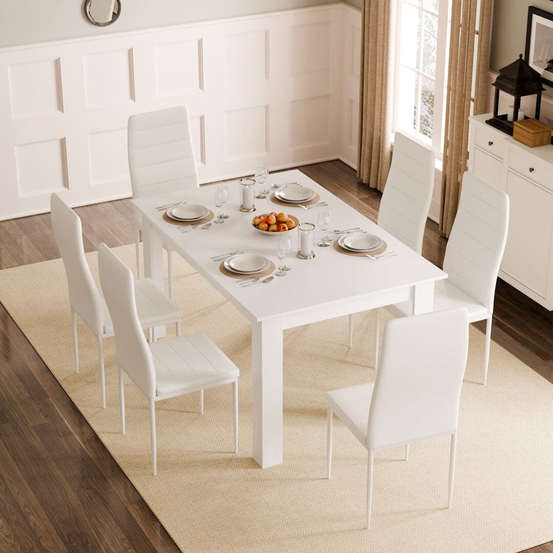 Ebern Designs Elfredia 6 Person 73Cm Height Wood Dining Set White/White 6