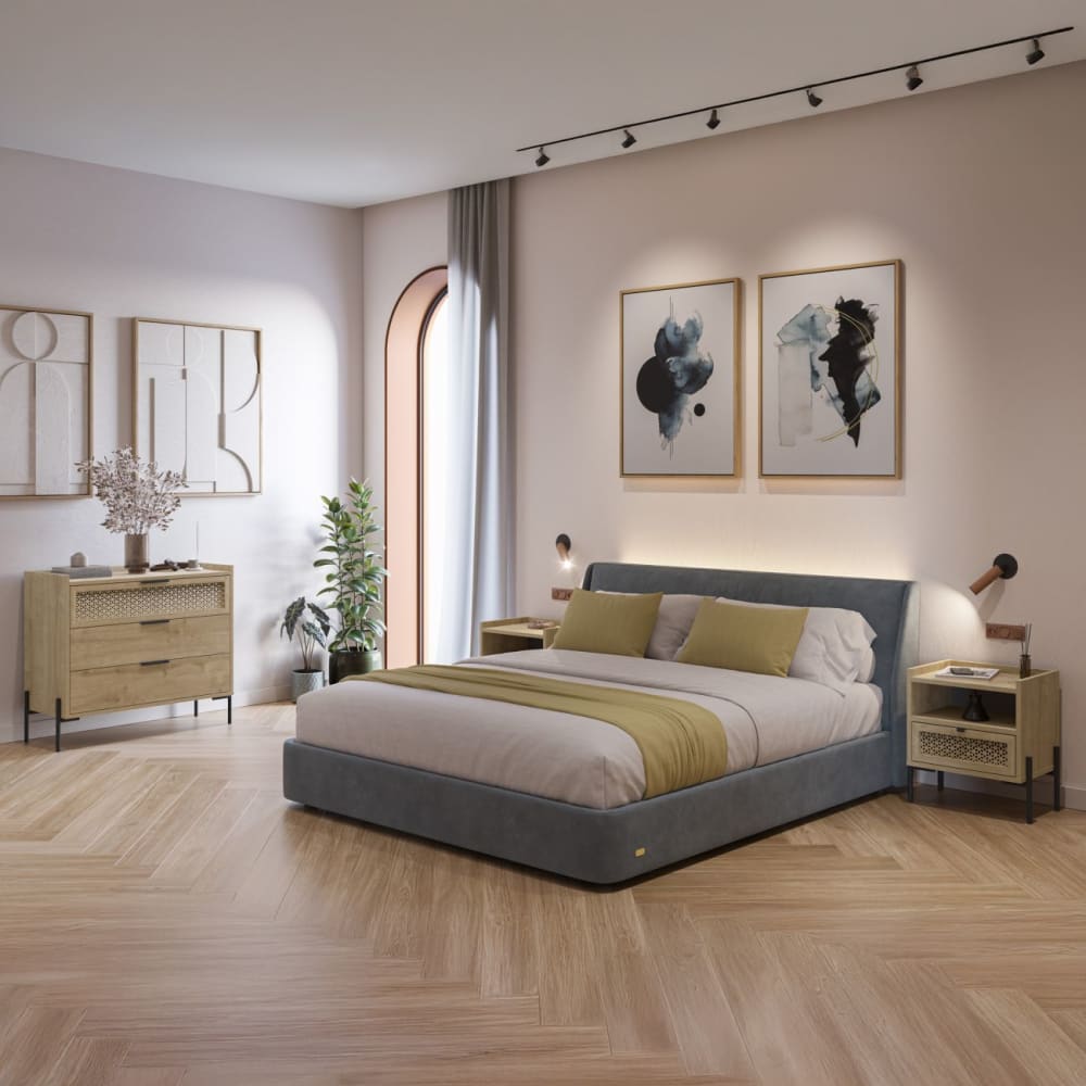 duehome Cómoda de 3 cajones y diseño cannage moderno 90x80 cm roble negro