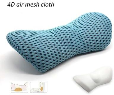 Uplift Essentials Ergonomic Memory Foam Lumbar Pillow   Supportive Back Cushion For Car & Office blue