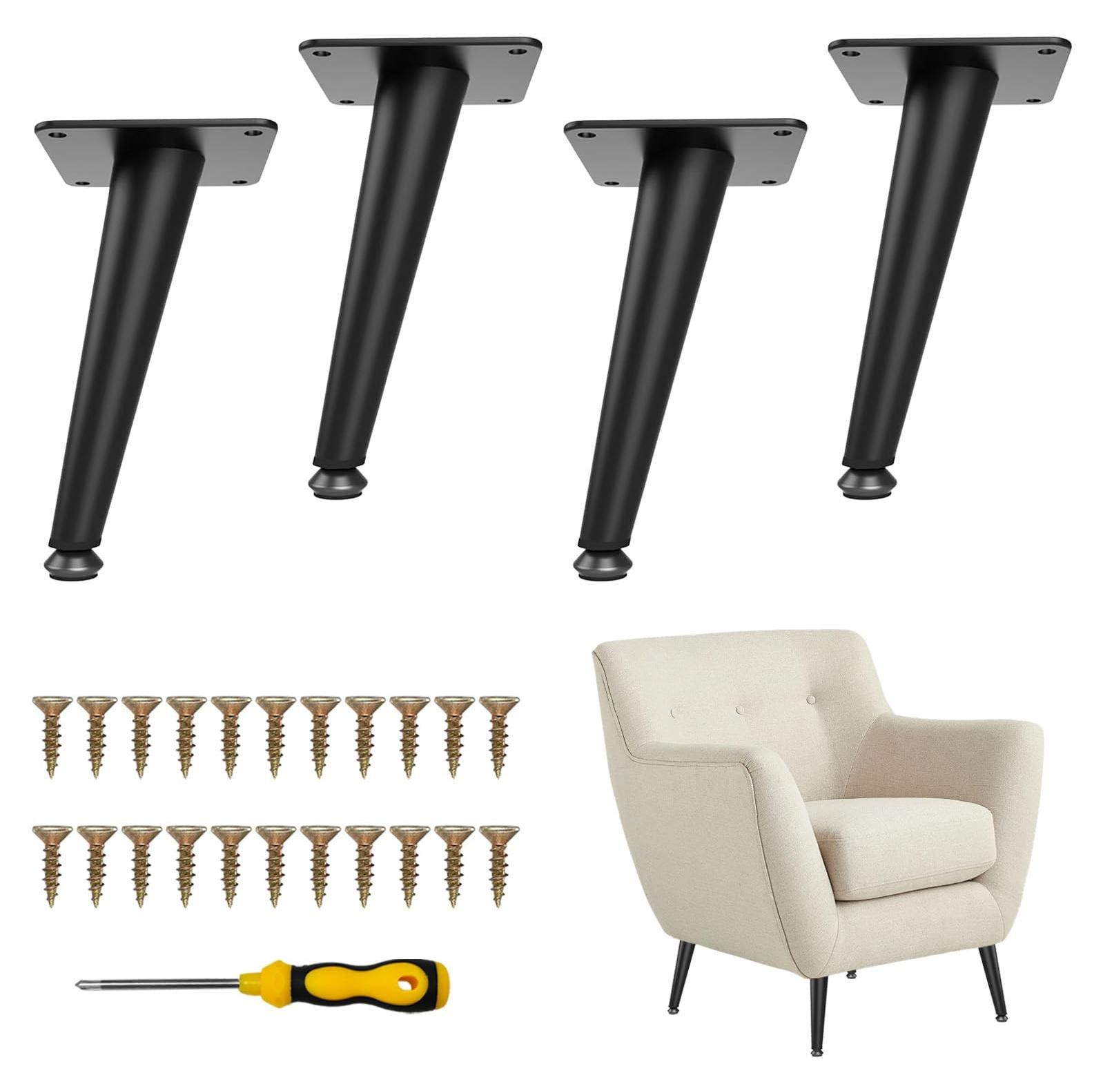 Set van 4 zwarte schuine tafelpoten van metaal