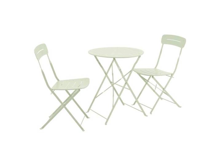 Table de jardin bistrot pliante ronde acier + 2 assises vert - Balconea