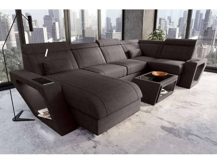 Sofa Dreams Wohnlandschaft Wohnlandschaft Catania U Form Stoffsofa, Wohnlandschaft, U-Form, Polster Couch in U-Form mit LED, 2 Zierkissen inklusive