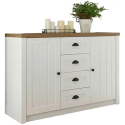 SIDEBOARD weiß Pinie, Eiche hell Landhaus, Kommode 130 x 88 cm
