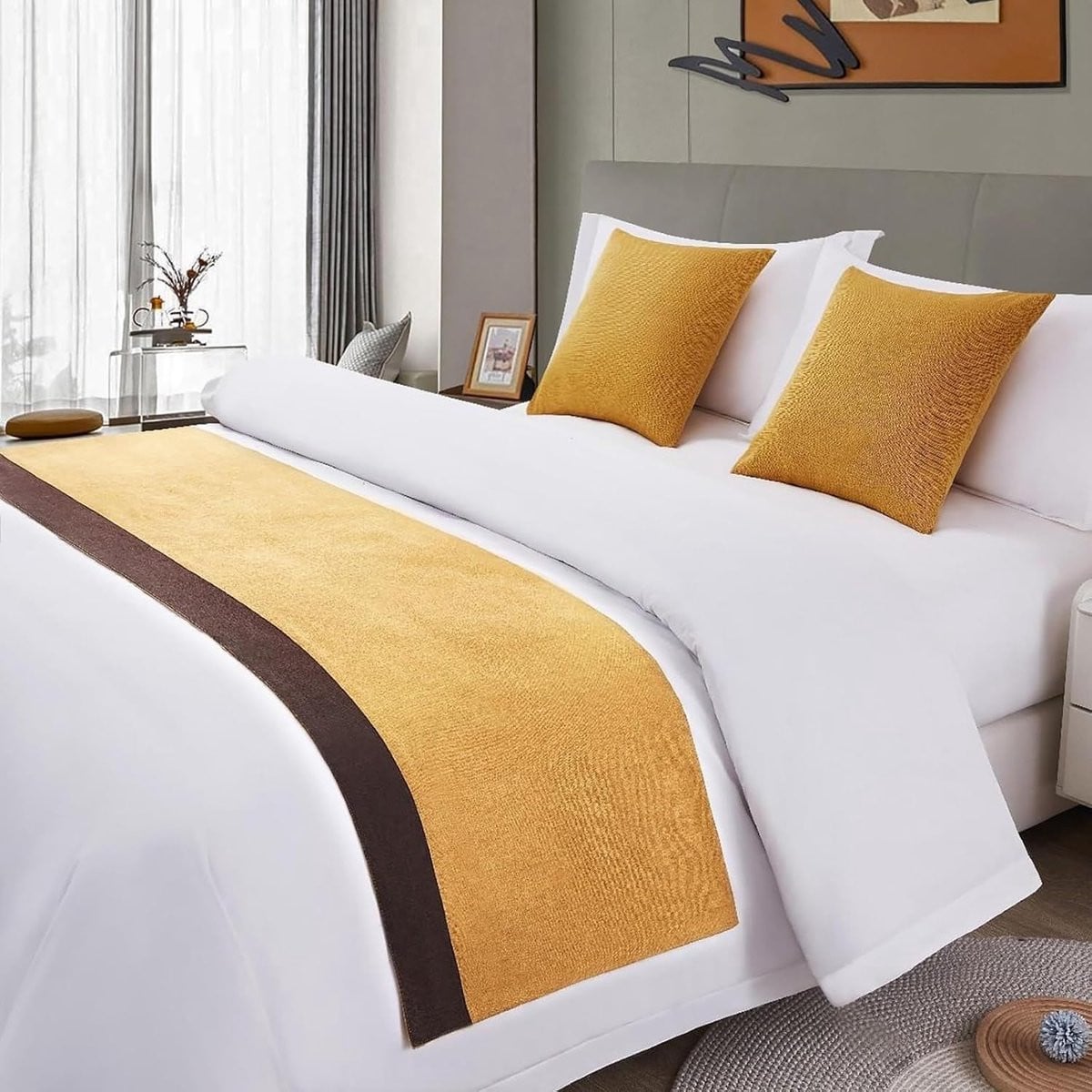Bicolor Bedloper Sprei Voeteneind van Katoen en Hennep Mix - 50 x 50 cm