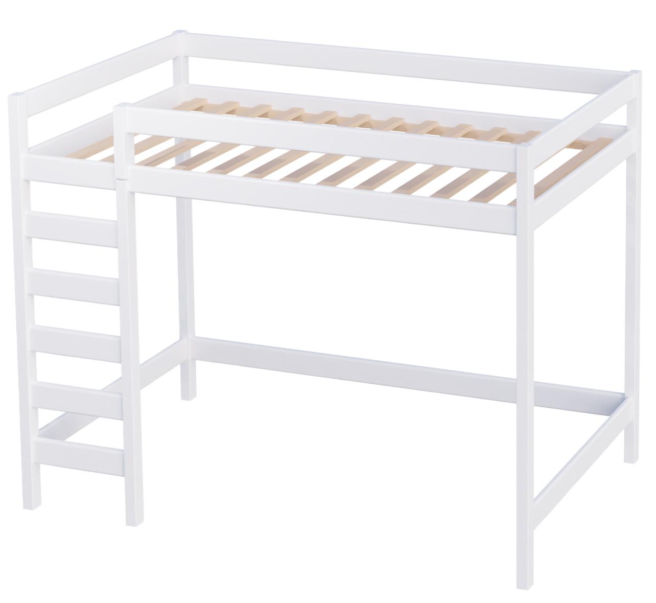 Kinder Hochbett 90x200 Lukas weiß, Höhe 160 cm mit Lattenrost