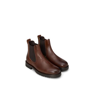 Chelseaboots MARC O'POLO "Model Rony 6", Herren, Gr. 45, Synthetik, braun (cognac), Elastischer Einsatz, Leder, unifarben, Basic, Schuhe Chelseaboots, Stiefelette, Business-Boots mit Profilsohle