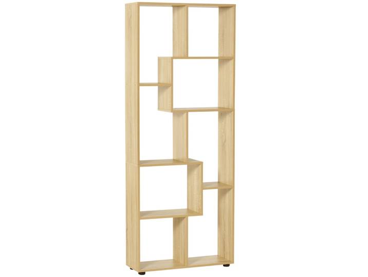 Bibliothèque étagère zig zag contemporain panneaux aspect chêne clair