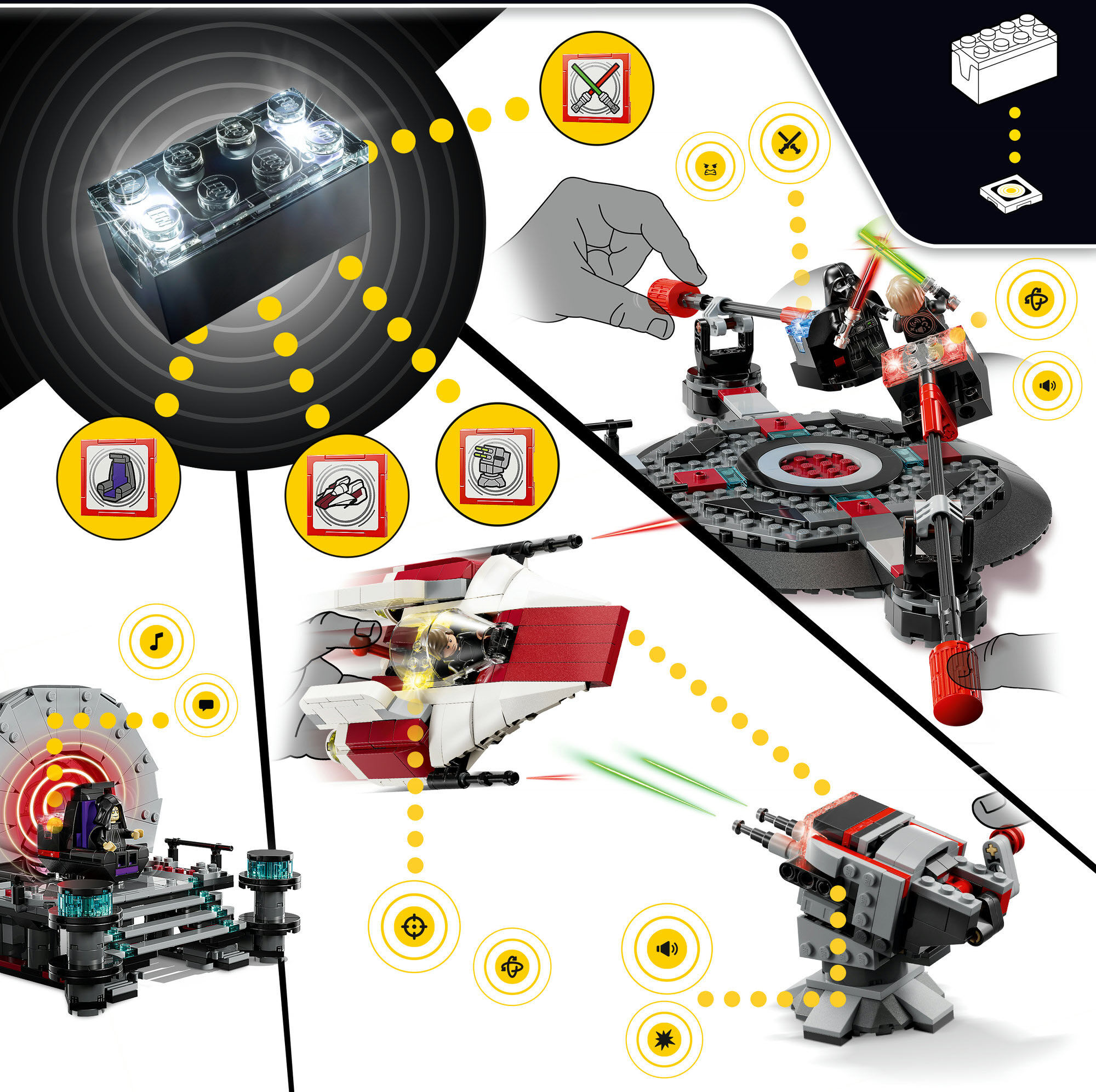 Konstruktionsspielsteine LEGO "SMART Play™ A-Wing und das Duell im Thronsaal (75427)", bunt, Spielbausteine, Kinder, Kunststoff, LEGO Star Wars™; inklusive SMART Brick; mit Licht- und Soundeffekten