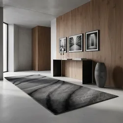 Teppich Kurzflor ASPEN in Schwarz, mit abstraktem Wellenmuster, 80 x 300 cm