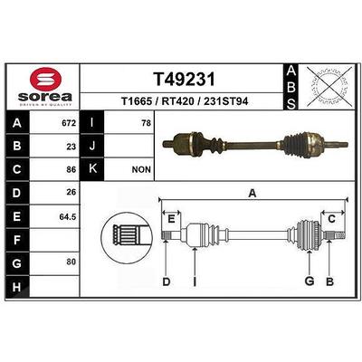 Eai Antriebswelle [Hersteller-Nr. T49231] für Renault