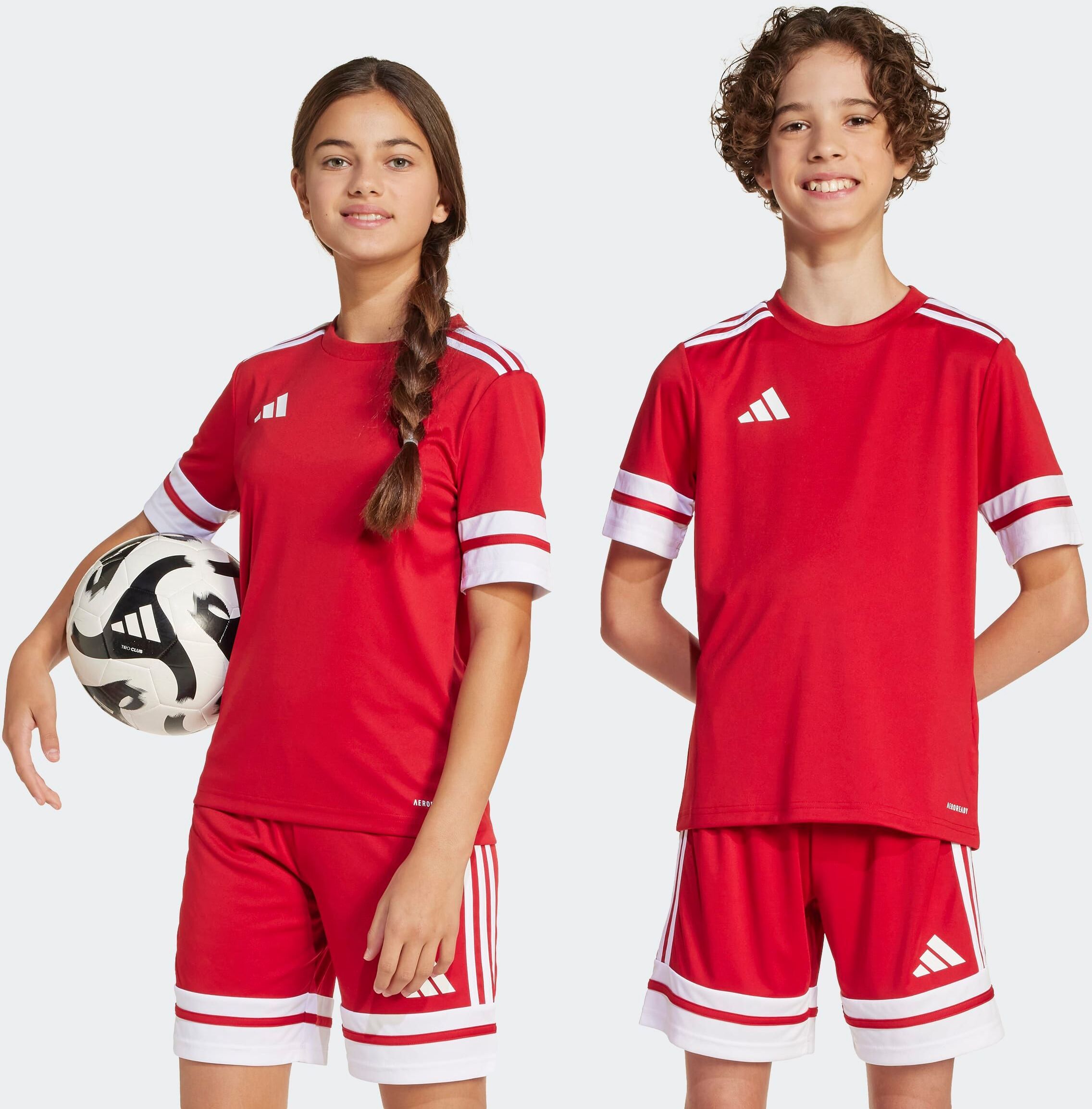 Fussballtrikot ADIDAS PERFORMANCE "SQUADRA 25 KIDS TRIKOT", Mädchen, Gr. 164, rot (team power rot 2, weiß), Obermaterial: 100% Polyester, Rundhals, Trikots Fussballtrikot, für Kinder, mit AEROREADY-Technologie, aus Polyester, Kurzarmdesign team power rot 