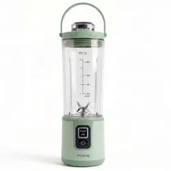 H.Koenig MOOTH18 Mini Standmixer, tragbar, wiederaufladbar, 470 ml, Smoothie-Mixer, kabellos, 110 W, 6 Edelstahlklingen, wiederaufladbar, USB-C 3,5 h, Tragegriff, spülmaschinengeeignet, Grün