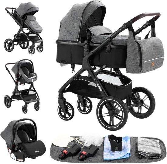 Kinderwagen 3-in-1 - Kombi-Kinderwagen - Zum Transport von Kindern - Kompakt zusammenklappbar - 60 x 40 cm - Grau