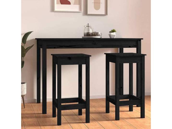 Chaises de bar (2 pcs) - VIDAXL - Tabourets Haute Bar - noir 40x40x78 cm bois de pin solide_562