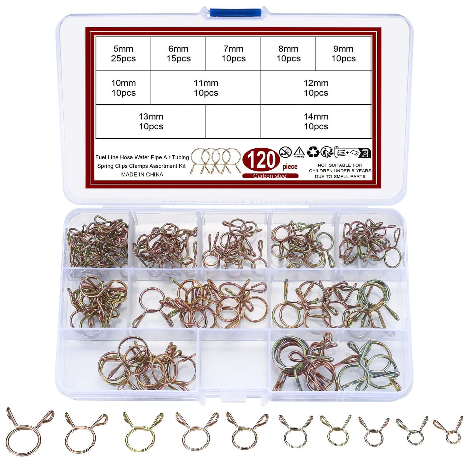 Dripio Set van 120 roestvrij stalen slangklemmen van 5–14 mm