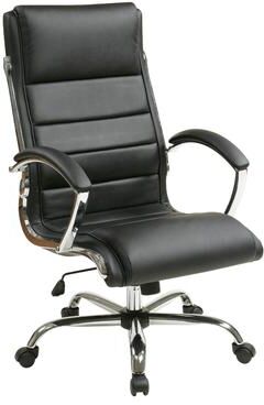 Office Star Products Executive Office Chair with Padded Arms in Faux Leather