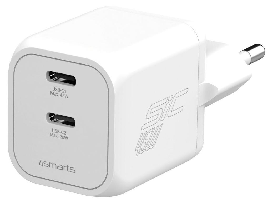 4smarts PDPlug SiC Dual 45W oplader met 2 USB-C poorten, wit