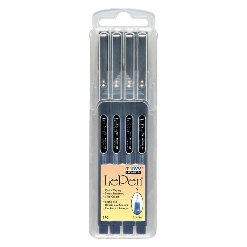 Uchida MARVY stylische Stifte mit dünner Spitze Le Pen Schwarz, 4 Stk. (4x) (33311635)