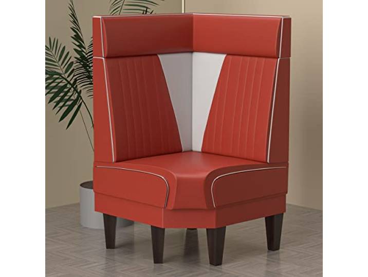 GGMMÖBEL Diner Vegas 1 Diner Eckbank B:H 64 x 123 cm V-Steppung Rot Leder American Diner Möbel, American Dinerbank