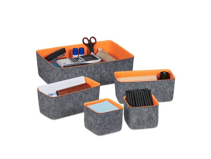 Relaxdays 5-teiliger Schubladen Organizer Filz