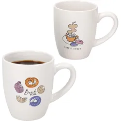 2er Set Bakery Kaffeebecher 300ml Porzellan-Tassen zwei Motive Tee Cappuccino