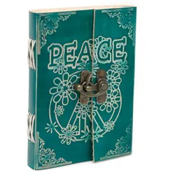 Leather Green Peace with Lock Notebook (18x13 cm)