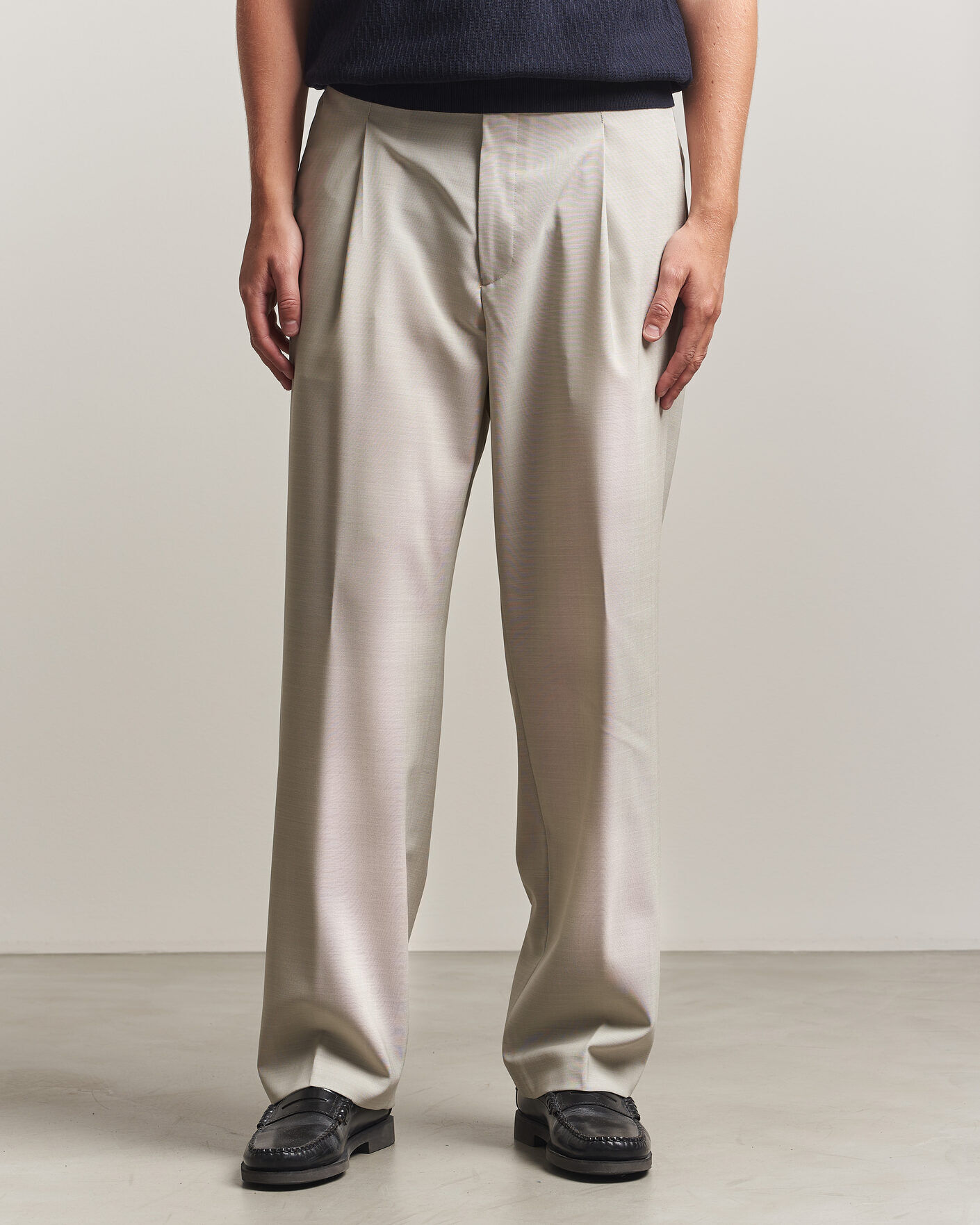 Boss BLACK Pat Pleated Wool Trousers Light Beige men 50 Beige