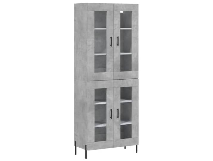 HGFDVCMR Highboard Betongrau 69,5x34x180 cm Holzwerkstoff Schrank 2-TLG Elegantes Highboard in Betongrau für Wohnzimmer oder Essbereich mit viel Stauraum, stabilen Metallfüßen und Glaselementen.