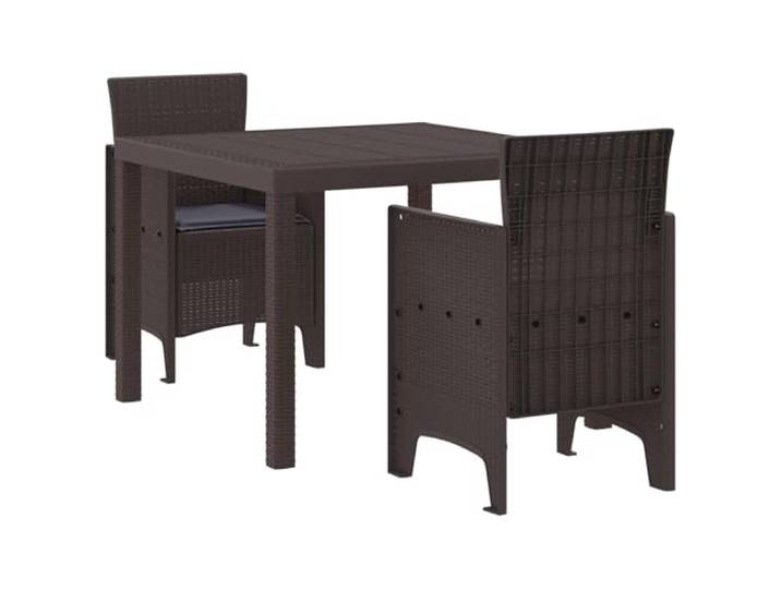 KFPOERTFGD 3-TLG. Sitzgruppe, Gartentisch-Set, Polypropylen, Braun Witterungsbeständig, Platzsparend, Für Terrasse & Außenbereich