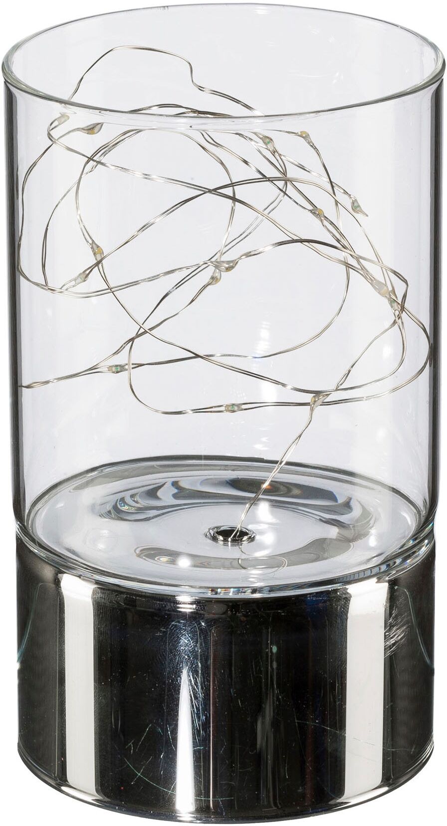 LED-Dekofigur CREATIV HOME "Dekosäule", silber (klar), H:15cm Ø:9cm, Dekofiguren, LED-Dekofigur, mit LED-Beleuchtung klar B/H/T: 15cm