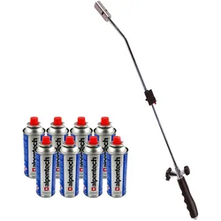 Alpentech Thermischer Piezo-Unkrautvernichter Gasbrenner + 8 Nachfüllpackungen Thermisches Unkrautvernichtungsmittel Herbizid