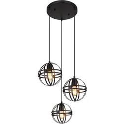 Hängeleuchte Käfig industriell Hängelampe 3-Flammig Pendelleuchte schwarz, Metall, 3x E27 Fassung, DxH 47x120 cm