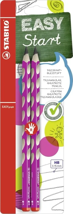 STABILO EASYgraph R HB Bleistift Pink - 2 Stück im Blister, 2 Stück