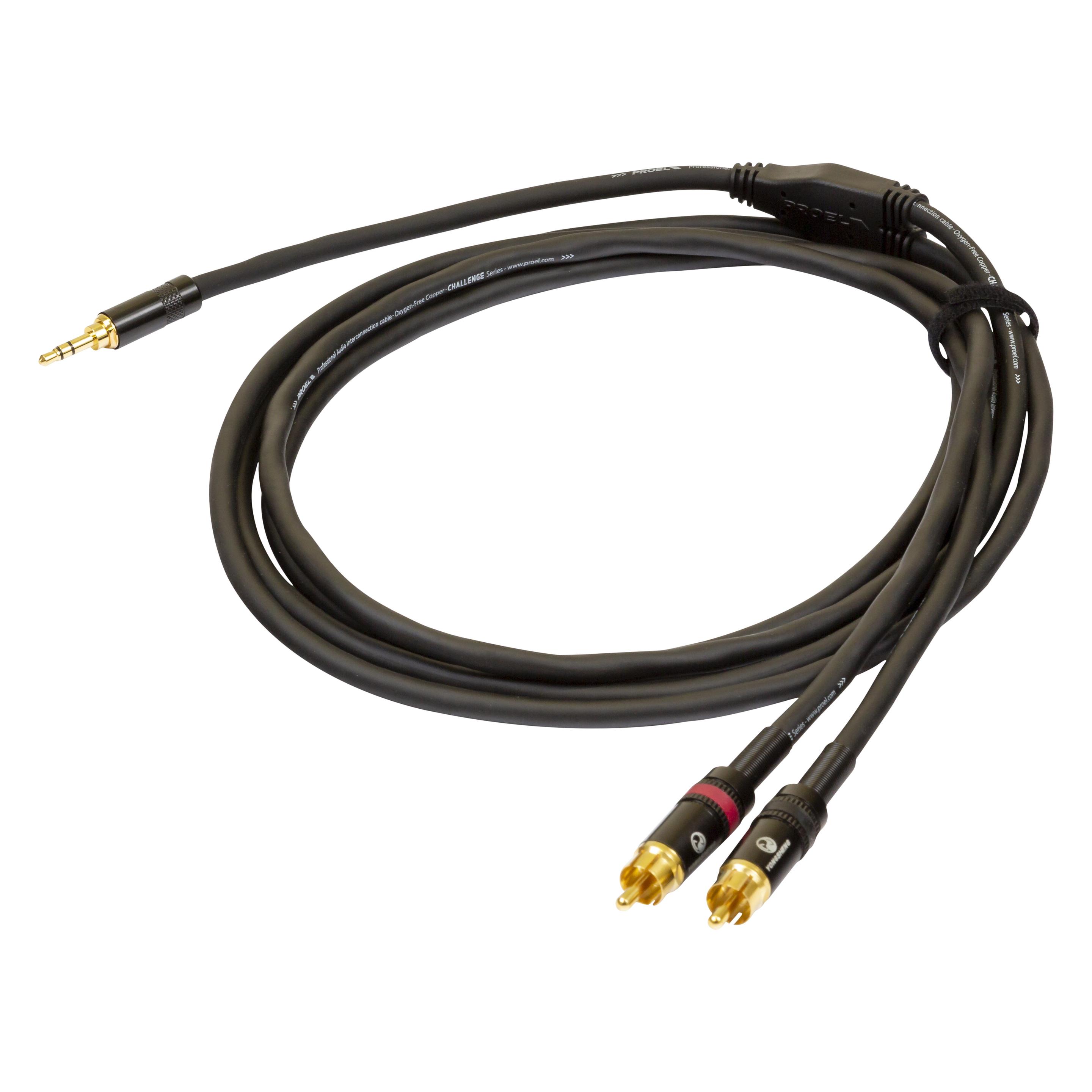 Proel stereo uros - 2 x RCA uros,, musta (3 m, Cinch Kabel) (PRCHLP215LU3XL)