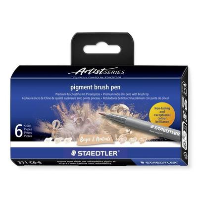 STAEDTLER pigment brush pen Beiges & Neutrals, Pinselspitze, 6er Set